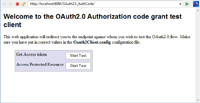 OAuth 2.0 index 页面的截屏