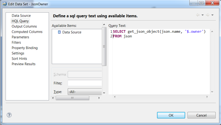 hadoop_birt4 获取JSON对象的示例