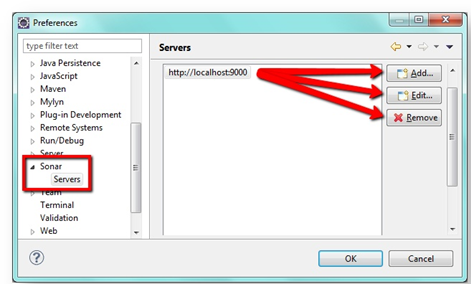 Figure 12 - Configure Sonar Server in Eclipse