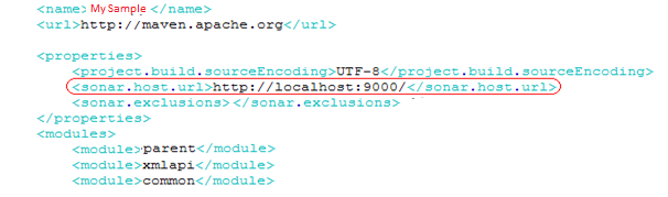Figure 4 - Pom XML changes for Sonar analysis and report Generation