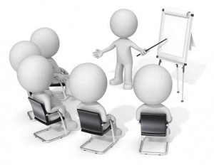 Workshop. Dude the Business people X 6 at meeting. Looking at bl